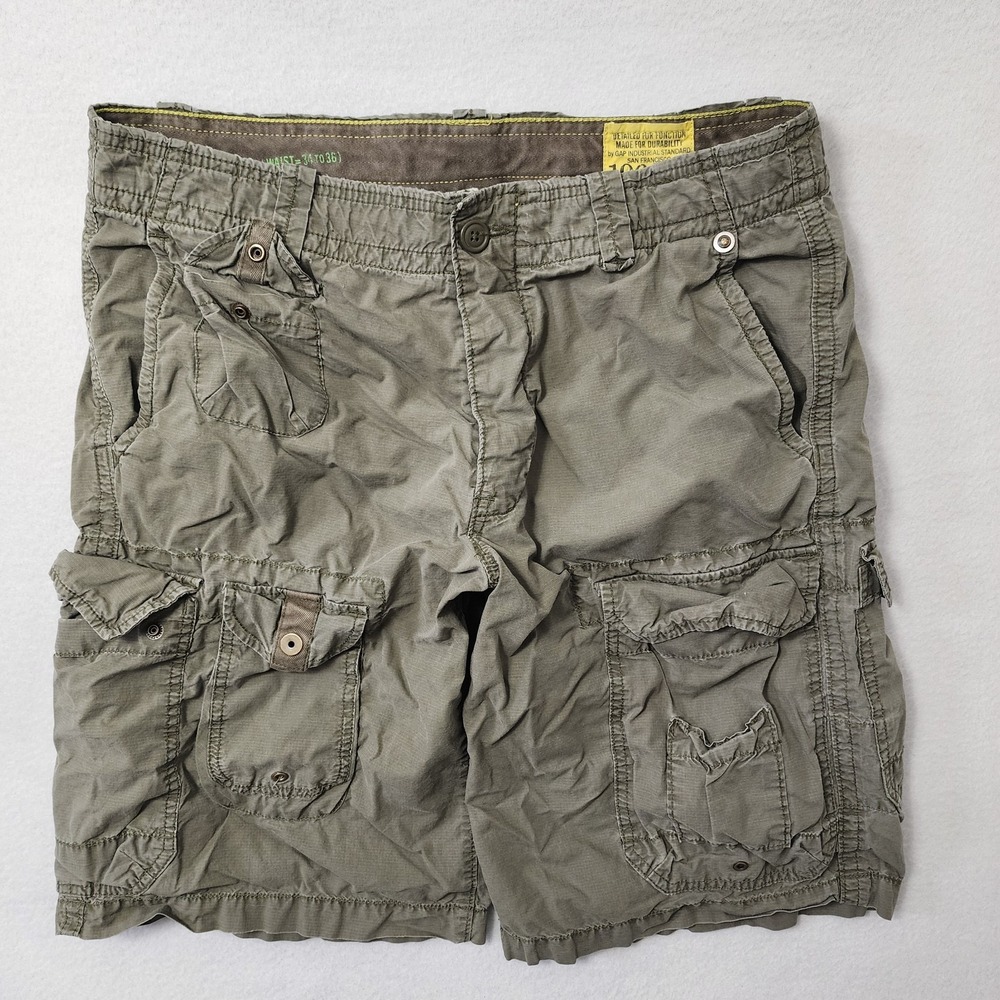 Vintage Y2k Gap Cargo Shorts Mens 36 Large Green Military Army Utility Skater